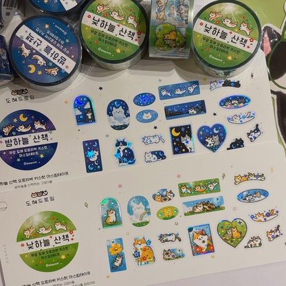 韓國 Doehye Drawing 貓咪四部曲卷裝貼紙: 第二部曲 - 踏踏森林原野