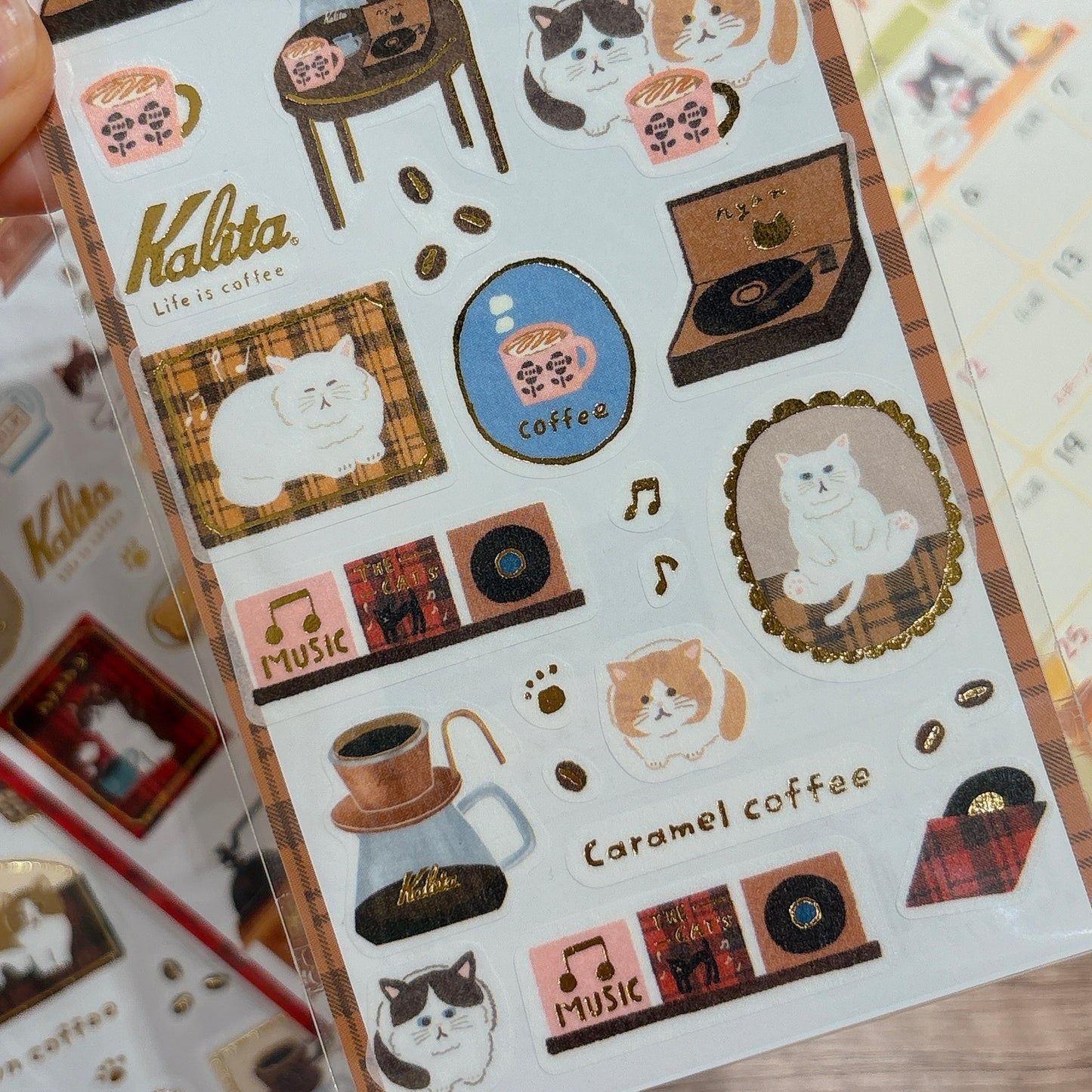 日本Kalita 貓咪咖啡館系列貼紙 - 一共4 款