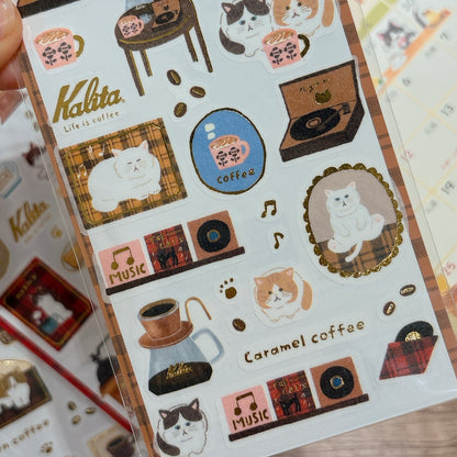 日本Kalita 貓咪咖啡館系列貼紙 - 一共4 款