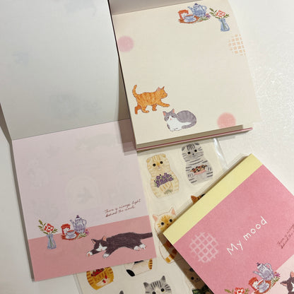 日本 NB Lovely Pets My Mood 四圖案 80頁便條簿 - 貓貓