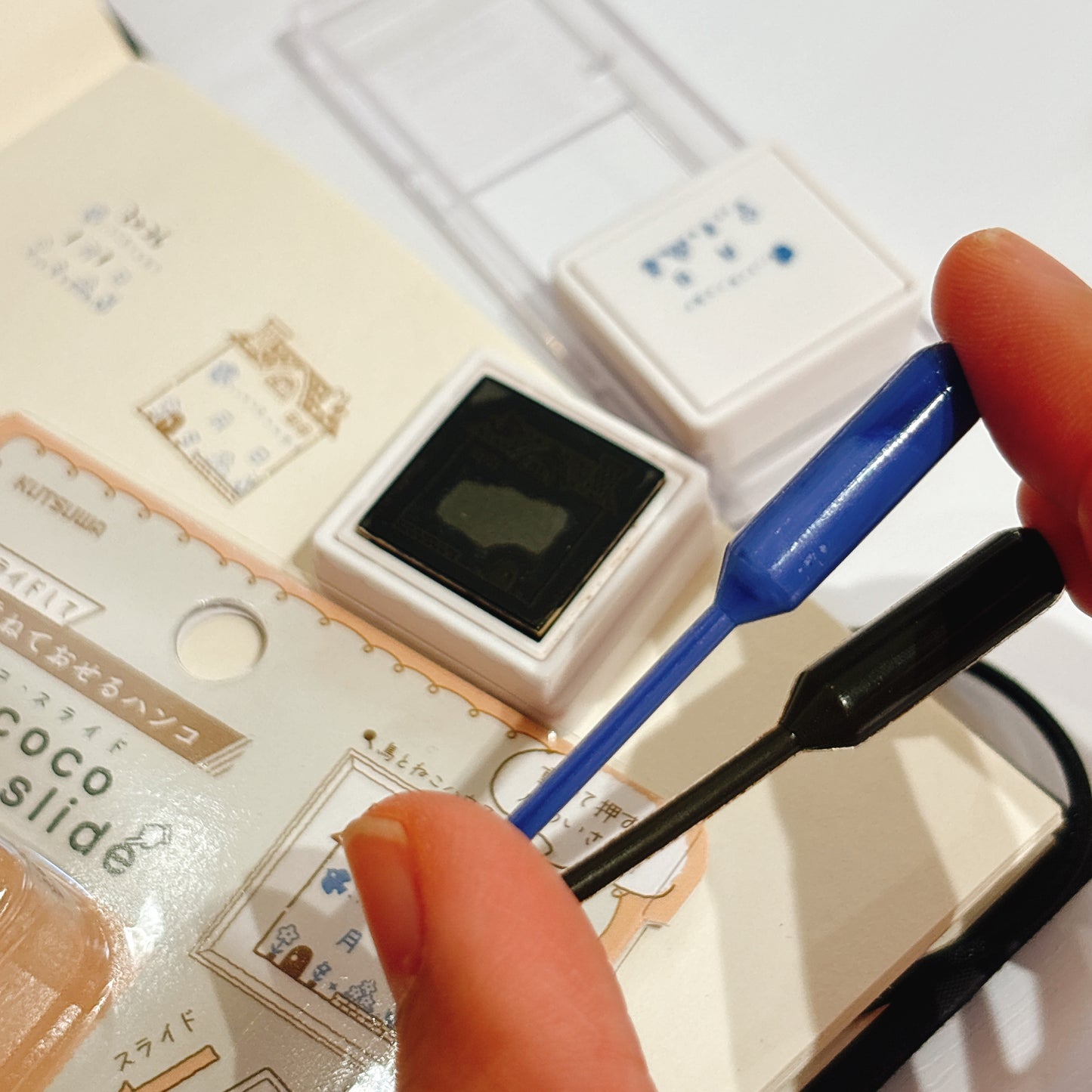 內附補充墨水‼️日本 Slide Stamp 向下推·向上推雙色印章 - 下一頁狗狗