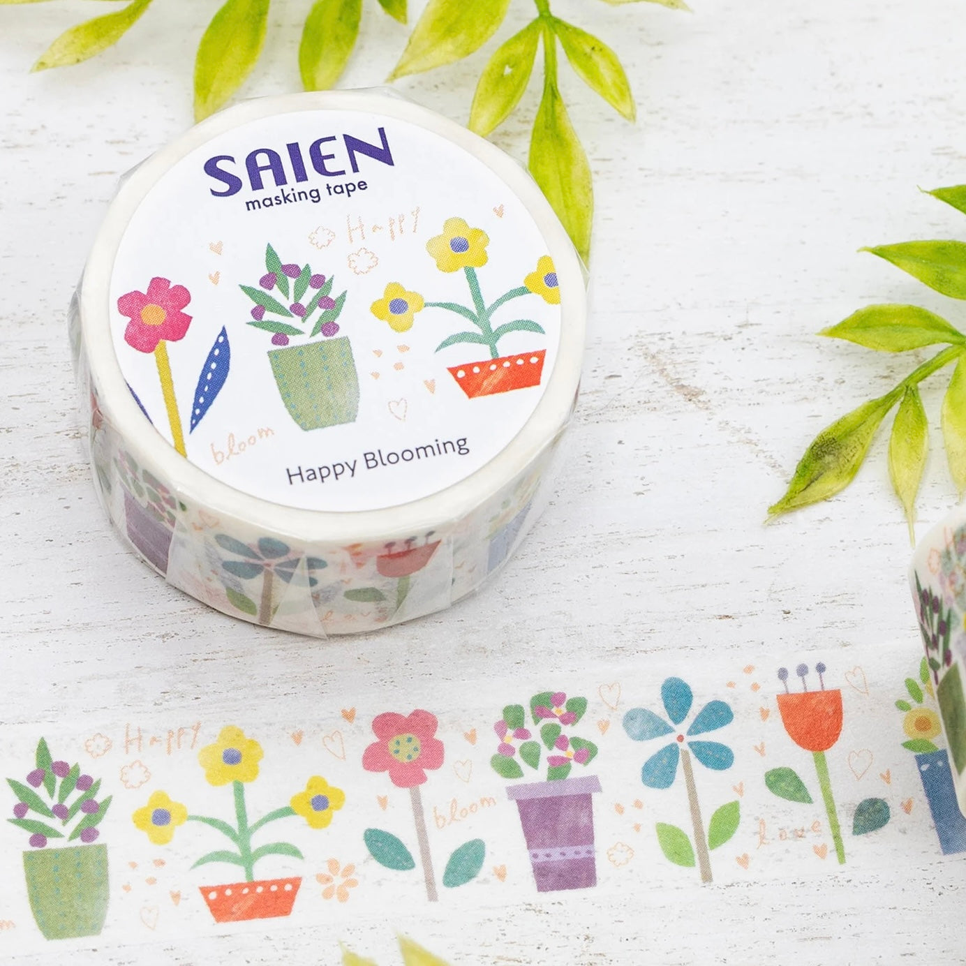 日本 Saien 和紙  20mm 紙膠帶 - Happy Blooming