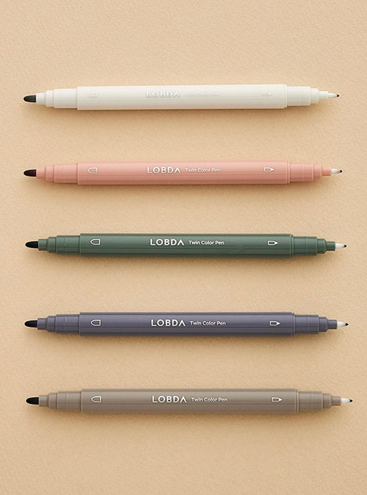 韓國Lobda 霧色Twin Color Pen 套裝 (一套5 枝) - 預購貨品