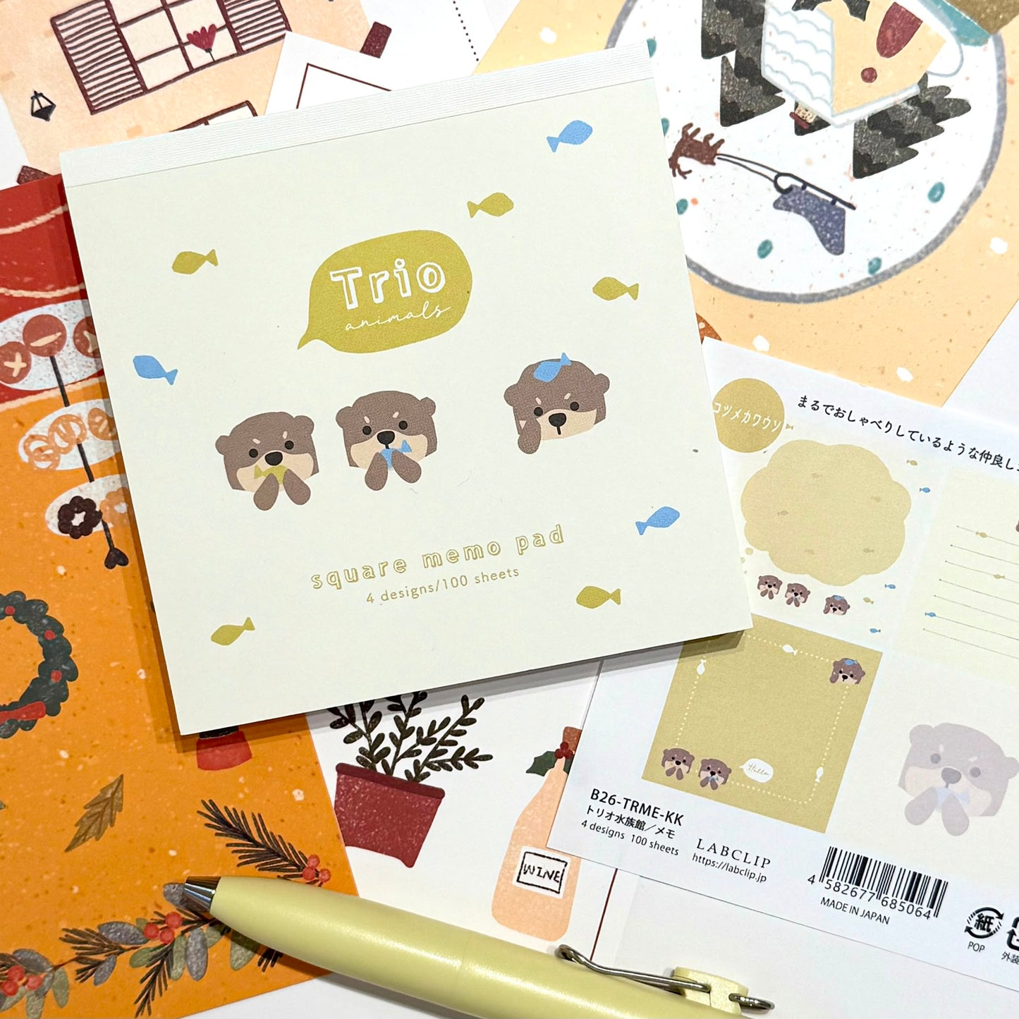 日本 Trio animal 系列四方便條紙 - 水獺寶寶