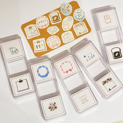 內附補充墨水‼️日本 Slide Stamp 向下推·向上推雙色印章 - 下一頁狗狗