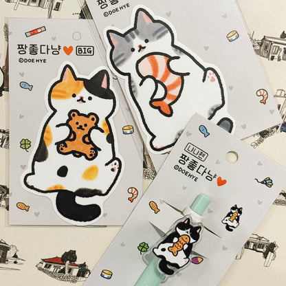 韓國插畫師Doehye大粒貓貼紙 - 抱住蝦仁