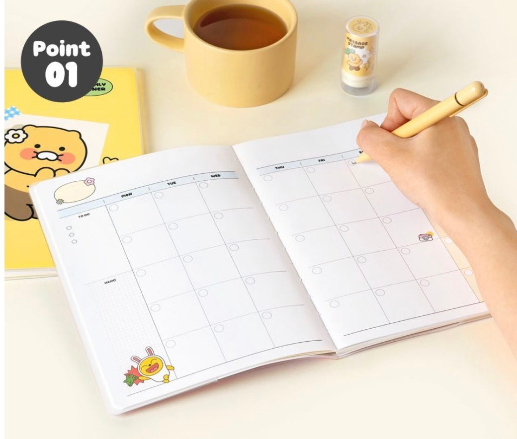 輕便之選‼️ 韓國 Kakao Friends 自填日子A5 Monthly 月計劃 [預購貨品]