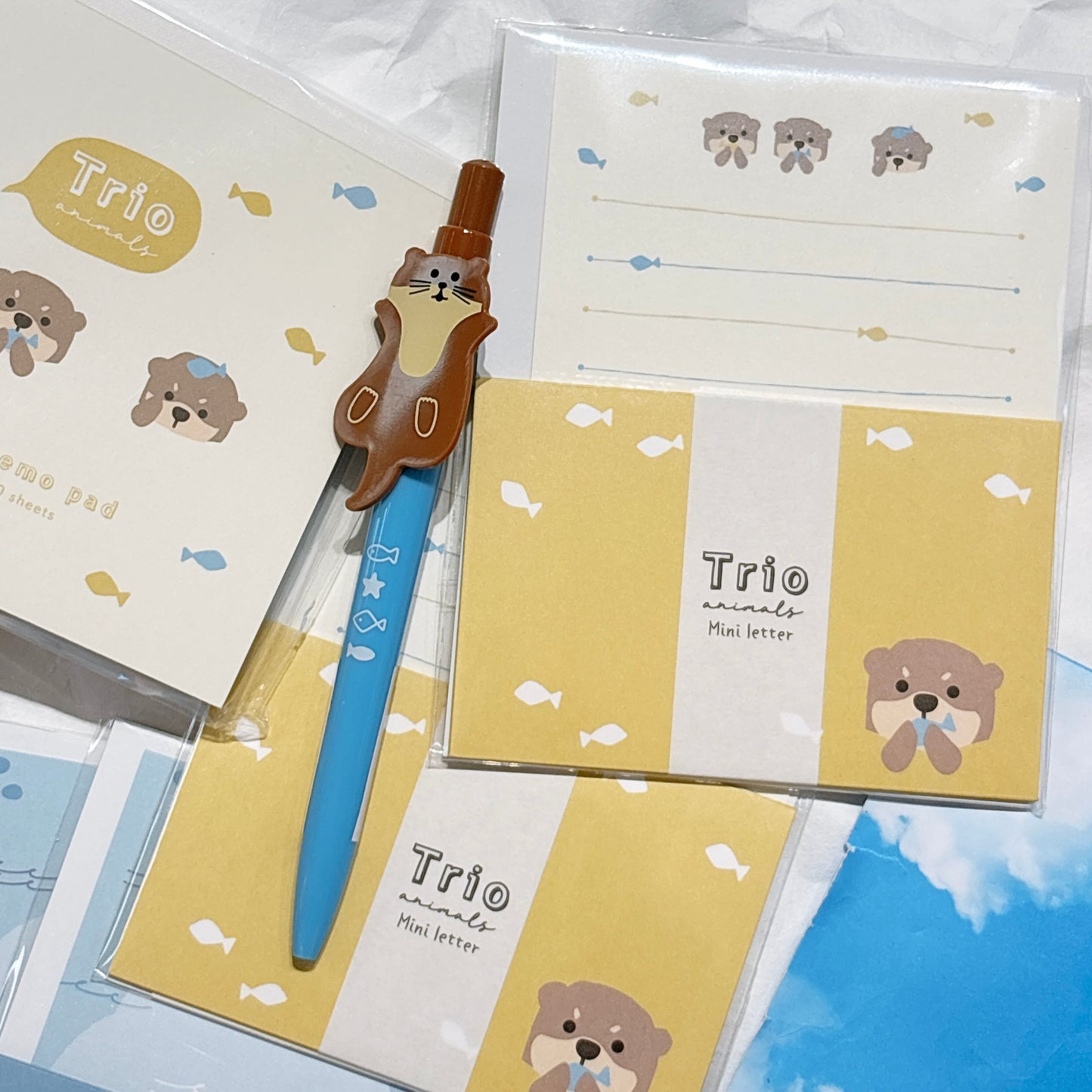 日本 Trio Animal 迷你信紙 Letter Set - 水獺寶寶
