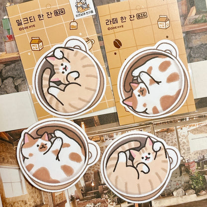 韓國插畫師Doehye Drawing 大貼紙 - 來一杯 Cat-puccino ☕️