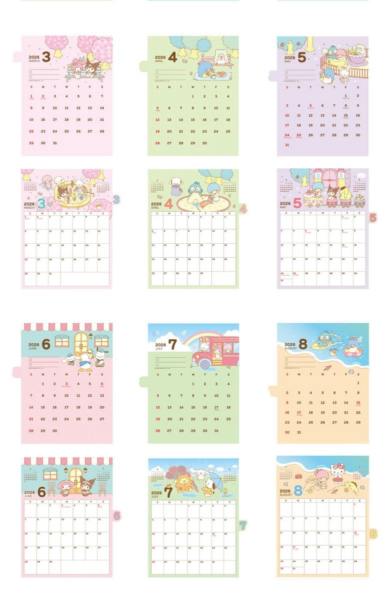 Sanrio My Castle 2026 桌上月曆* [預購貨品，下單後14天出貨]