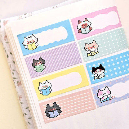 韓國插畫家썸켓츠 紙質可書寫卷裝 Label 貼 - 貓咪！我是學霸