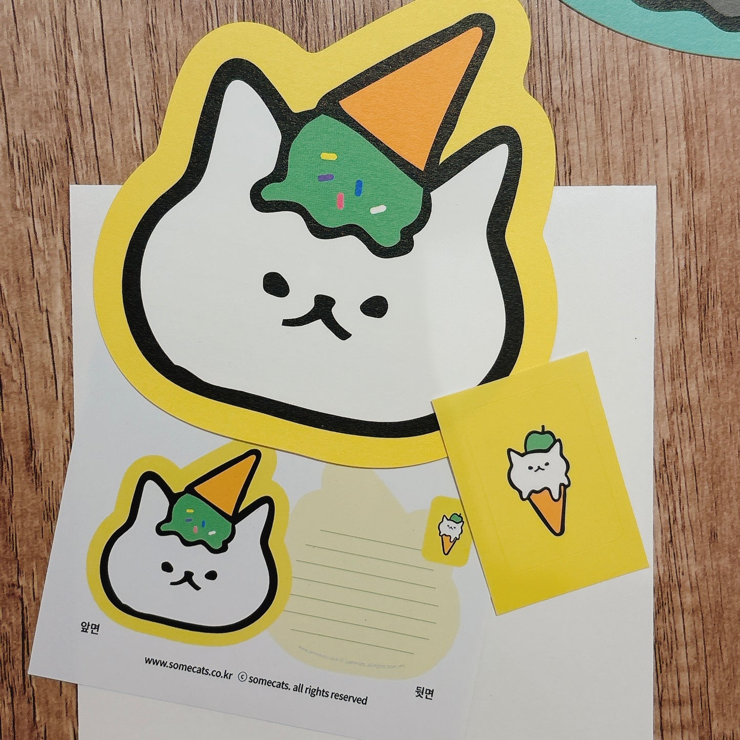 韓國插畫家썸켓츠心意卡系列 - 薄荷雪糕🍦白貓咪