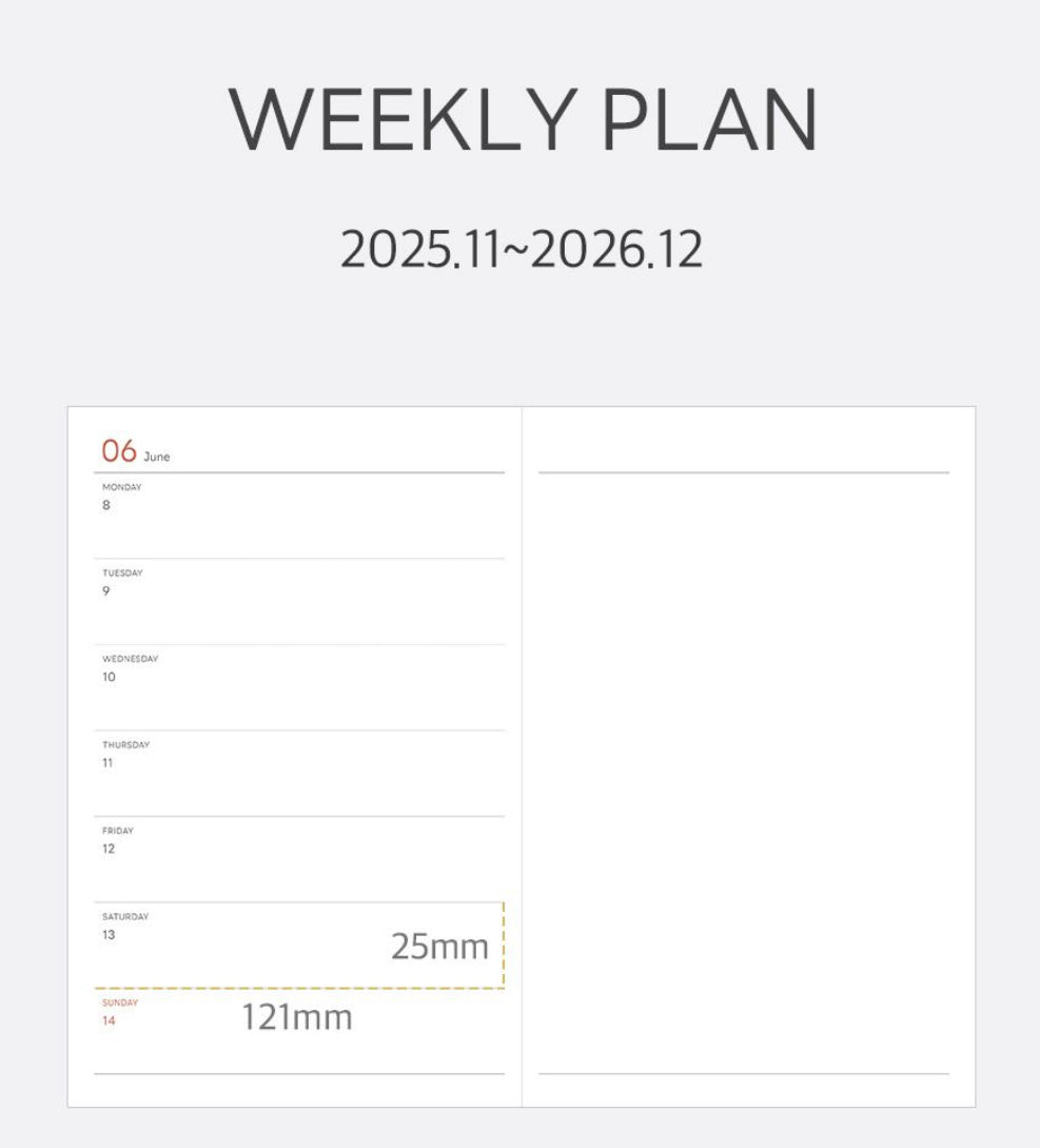 韓國 2026 Beverly月周計劃皮革封面A5 SCHEDULE -  5 色選擇  [預購貨品，下單後14天出貨]