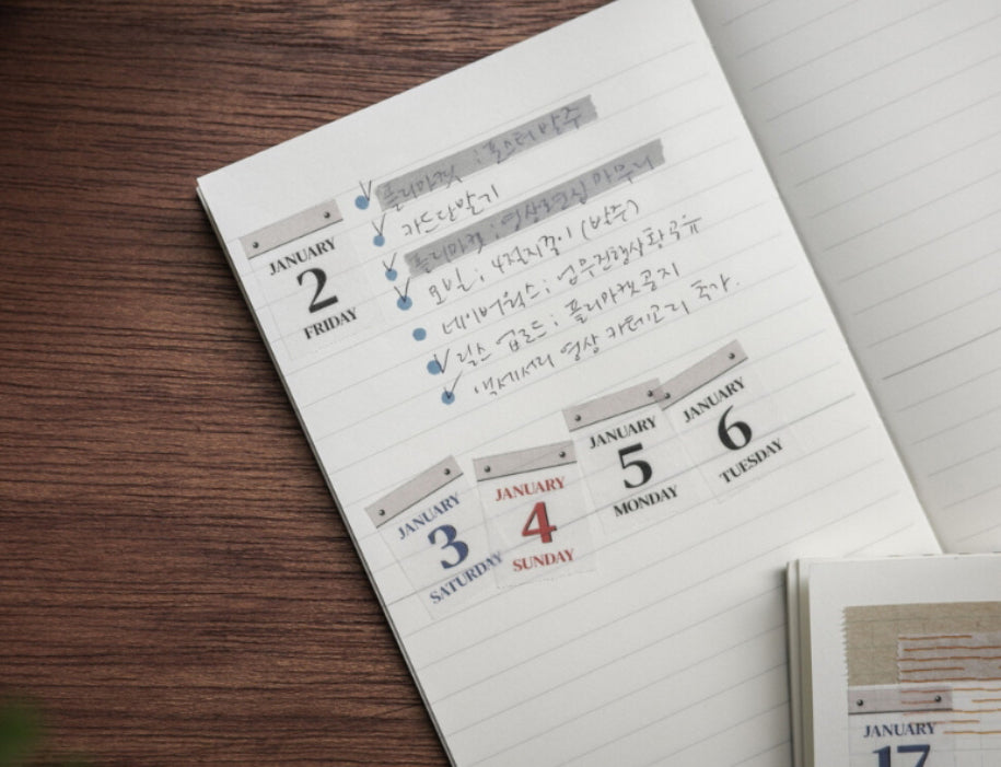 韓國原創 glen 2026 年365天迷你月曆和紙卷裝貼紙 [預購貨品，下單後一星期出貨]