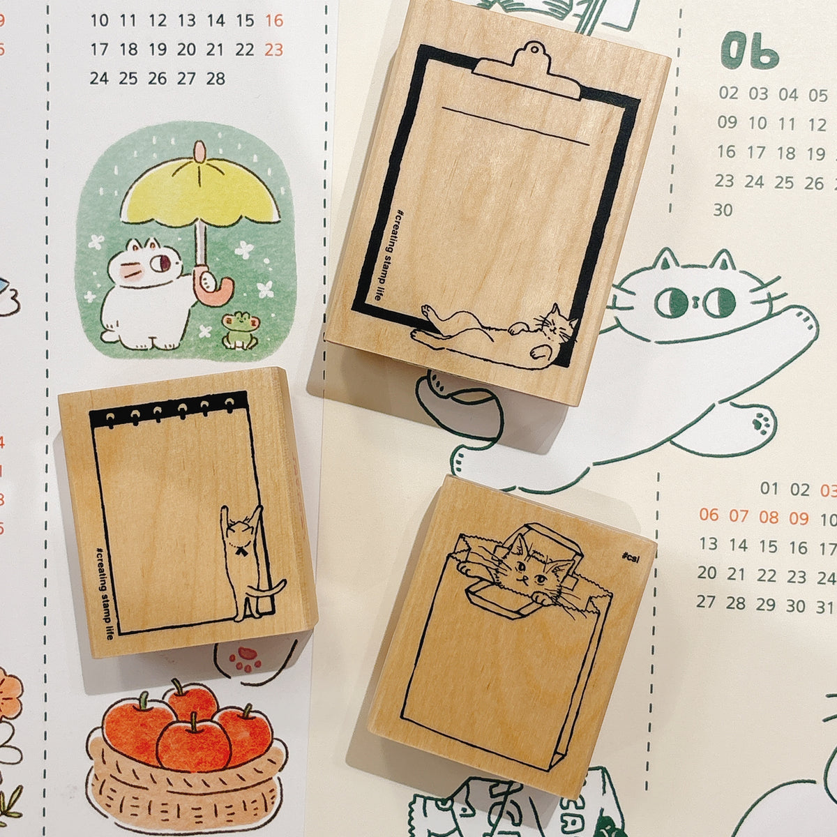 日本 I love Stamp 木製框框印章 - 貓咪告示