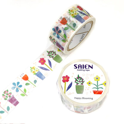 日本 Saien 和紙  20mm 紙膠帶 - Happy Blooming