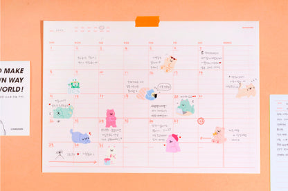 韓國Mote Monthly Plan A4 Size 月程表 - (12 張，彩色印刷）