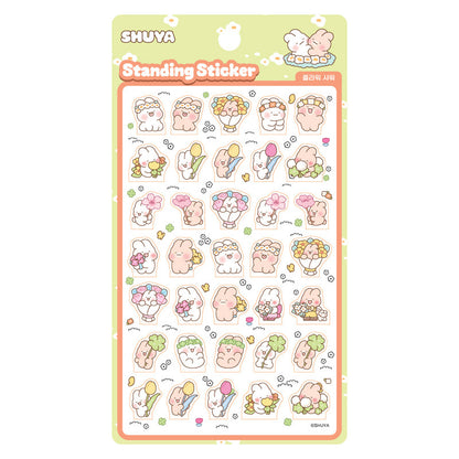 韓國Shuya 害羞兔兔立體Standing Stickers - 幸福的小兔子
