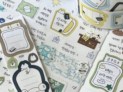 韓國Mewmewbeam 復古卷張貼紙-  可書寫: 年年月月日日 ，超過80張
