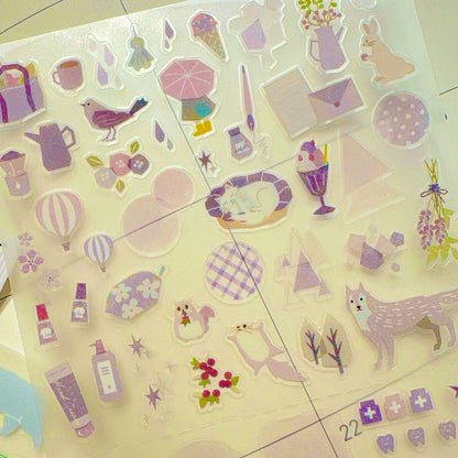 日本 Pure Hue Daily Seal 手帳純色貼紙 - 紫色色系