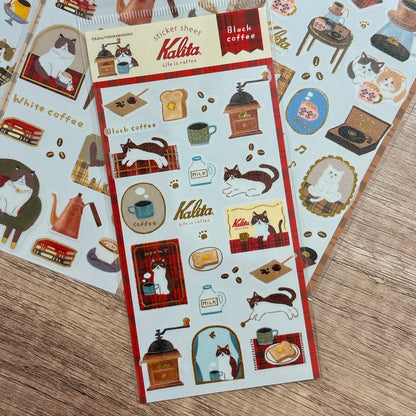 日本Kalita 貓咪咖啡館系列貼紙 - 一共4 款