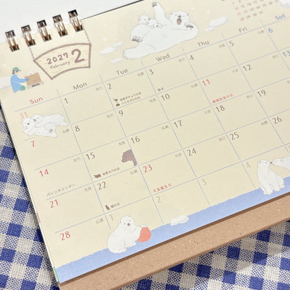2027 日本 ZOOm in Animals Calendar 桌上座檯月曆