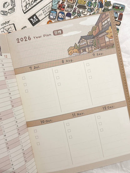 9 月可使用‼️ 台灣 跟兔子環遊世界 皮革封面 月周計劃2026/2027 B6 Schedule