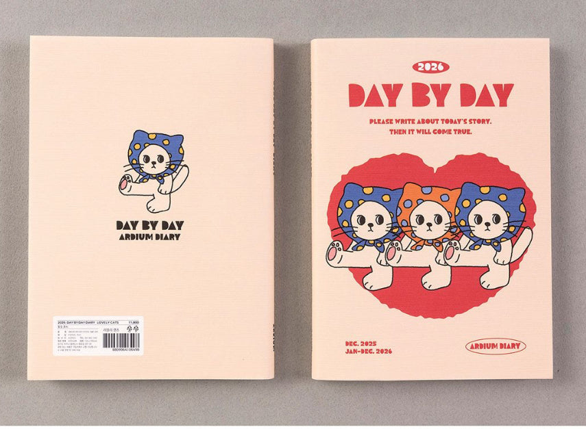 韓國2026 Day by Day Monthly & Daily Schedule 月計劃 + 日計劃 - 3隻戴頭巾的貓咪 [預購貨品，下單後14天出貨]