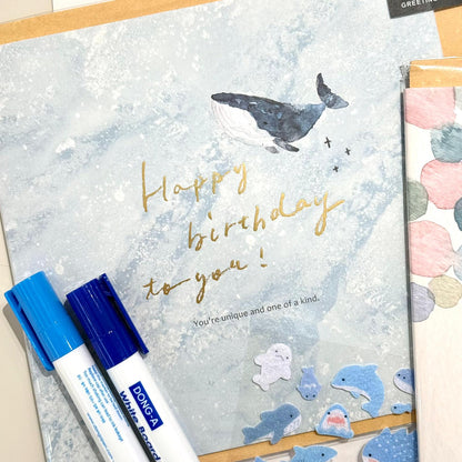 水彩風鯨魚系列 Whale in the Universe 大心意卡系列 - Thank You / Happy Birthday to You