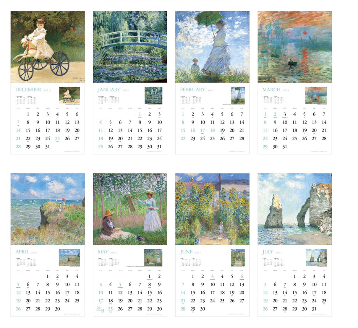 新品9 折優惠‼️韓國 2026 Artist Collection 莫奈藝術館掛牆月曆 - Monet