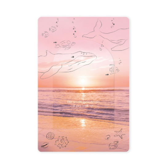 日本Ryuryu  天空や時間銀箔加工透明書簽卡片系列 - 日落與海鯨 [ Pre-order]
