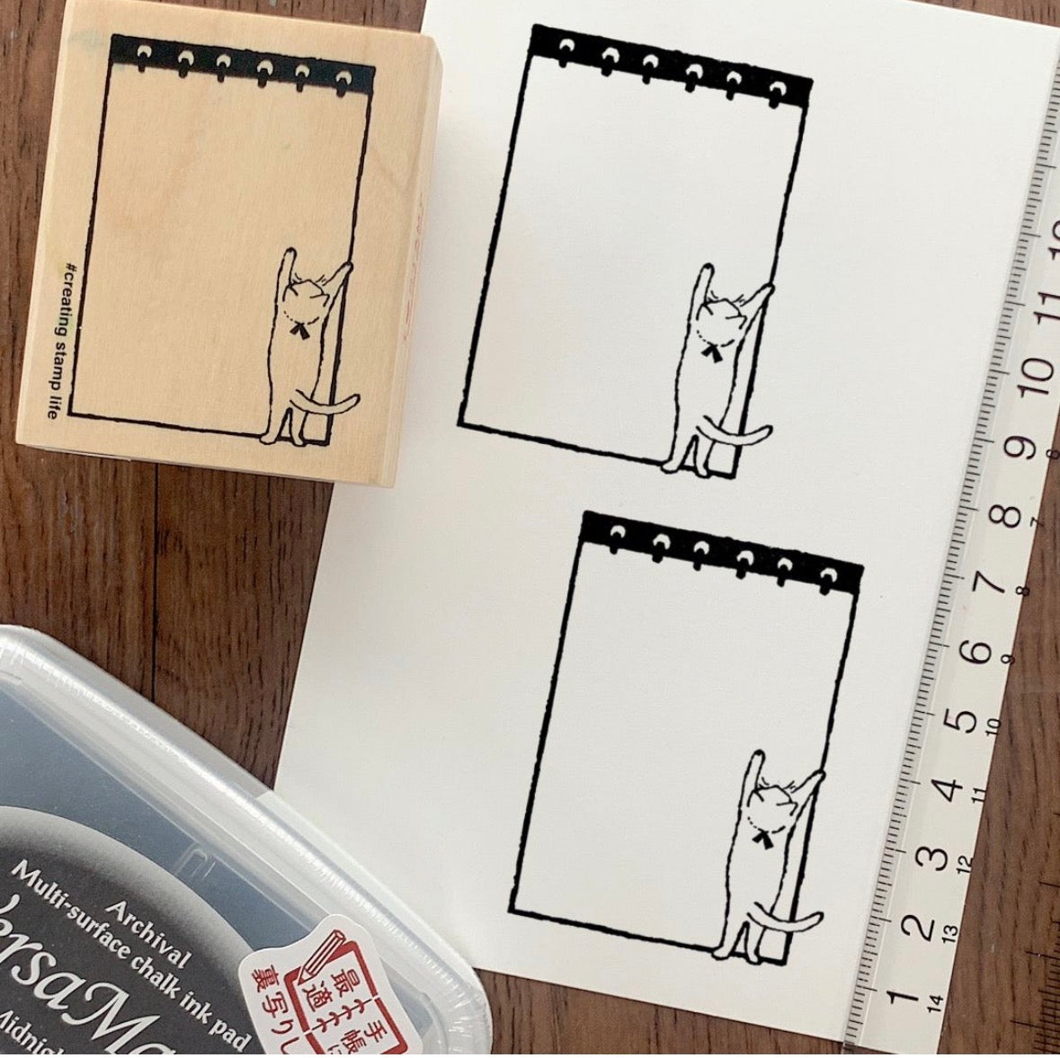 日本 I love Stamp 木製框框印章 - 貓咪告示