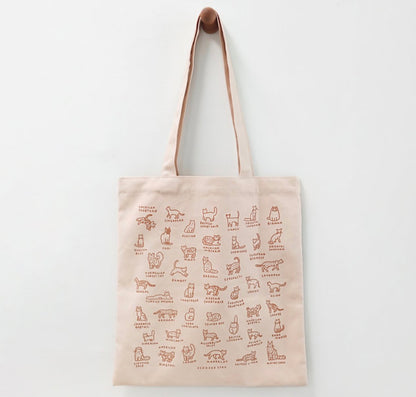 世界圖鑑系列 : 貓咪家族帆布米色Totebag * [預購貨品，下單後14天出貨]