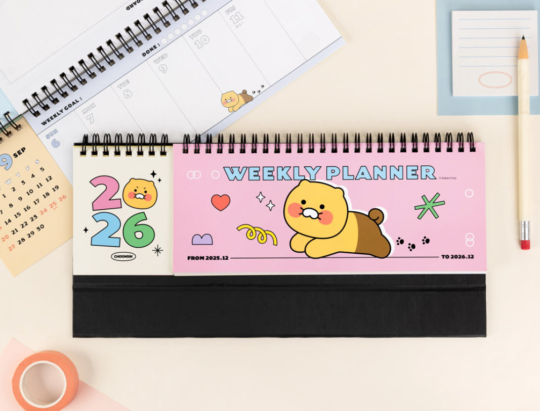 韓國Kakao Friends 2026 春植超多用途桌上月曆 - 預購貨品