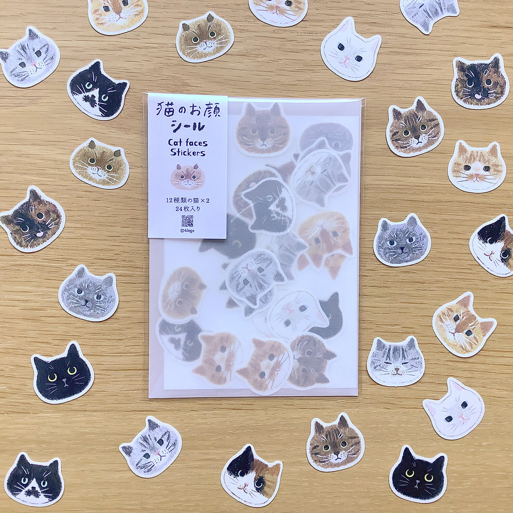 日本4 legs 彩繪貓咪系列: 貓咪大頭貼 手帳貼紙包