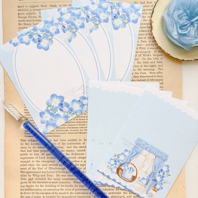 日本Sea Garden Memo 便條紙 - 藍色花卉的盛夏 [預購貨品］