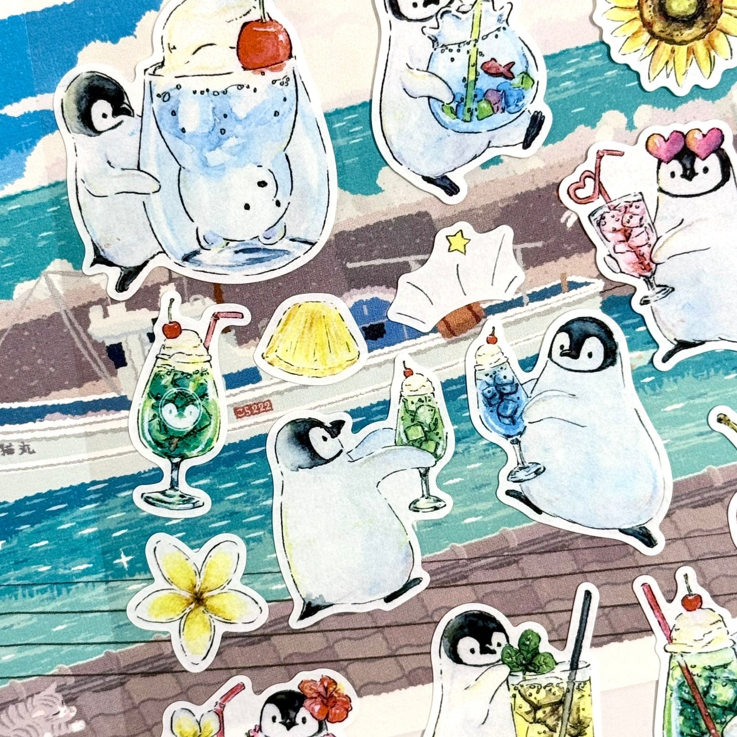 日本Active 夏・たび系列 - 貼紙  —— 夏日企鵝