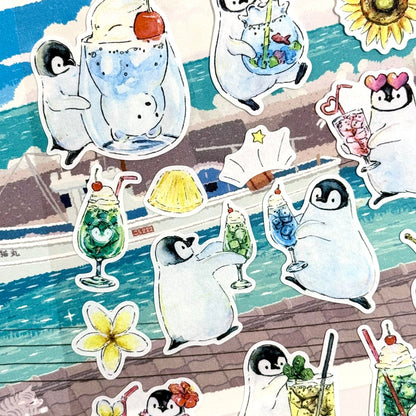 日本Active 夏・たび系列 - 貼紙  —— 夏日企鵝