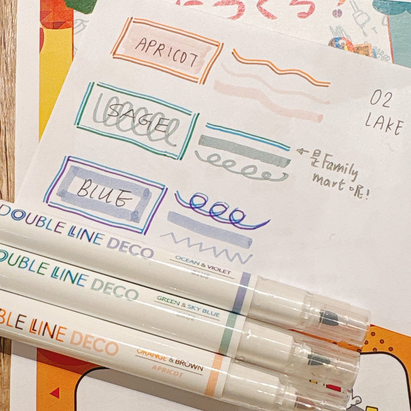 韓國 Double Line 雙頭柔和色系螢光筆套裝 (一套3枝）