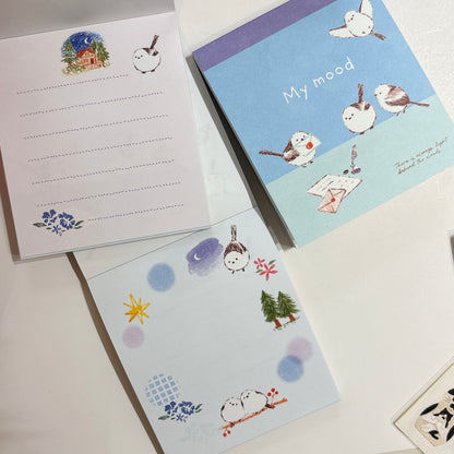 日本 NB Lovely Pets My Mood 四圖案 80頁便條簿 - 雪鳥
