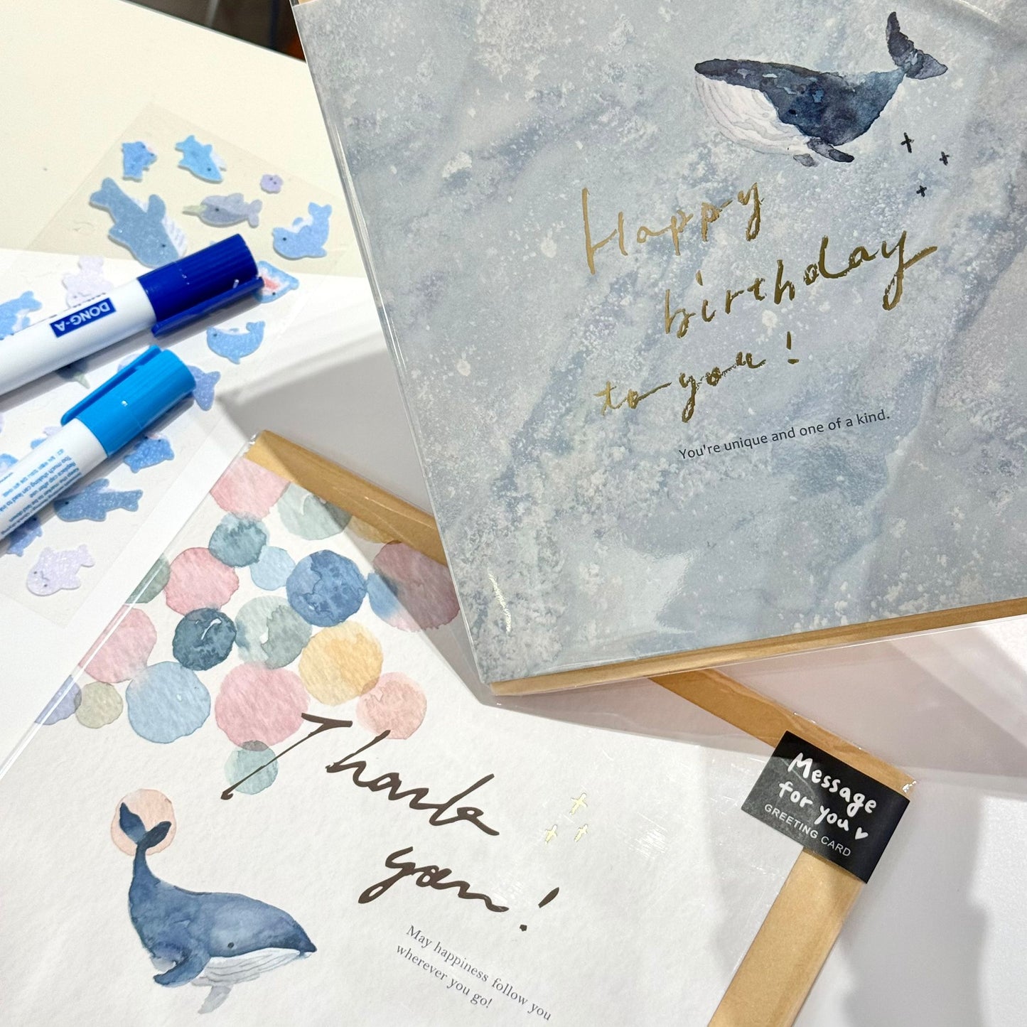 水彩風鯨魚系列 Whale in the Universe 大心意卡系列 - Thank You / Happy Birthday to You