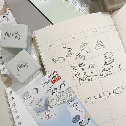 日本層層疊Corner☆Stamp 自帶墨印章第二彈 - 滑滑企鵝🐧