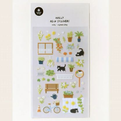 韓國Suatellier 手帳貼紙 - 貓咪小庭園