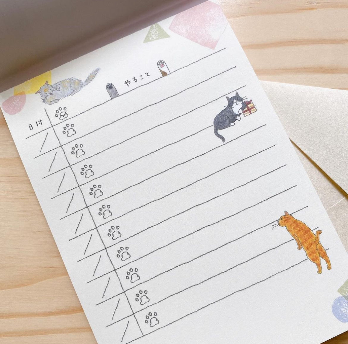 日本Midori To Do List 便條簿 - 慵懶的貓咪