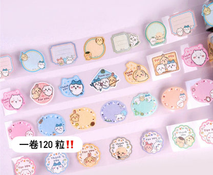 日本 Chiikawa 卷裝粒粒 for you , thankyou 貼紙 -  開心派對 (120 粒）* [預購貨品，下單後7天出貨]