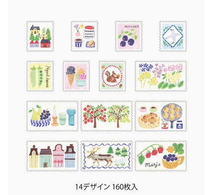日本Designphil Yuru Log 卷裝貼紙 - 北歐郵票風