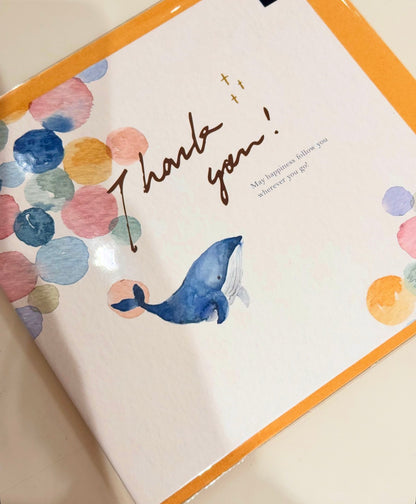水彩風鯨魚系列 Whale in the Universe 大心意卡系列 - Thank You / Happy Birthday to You