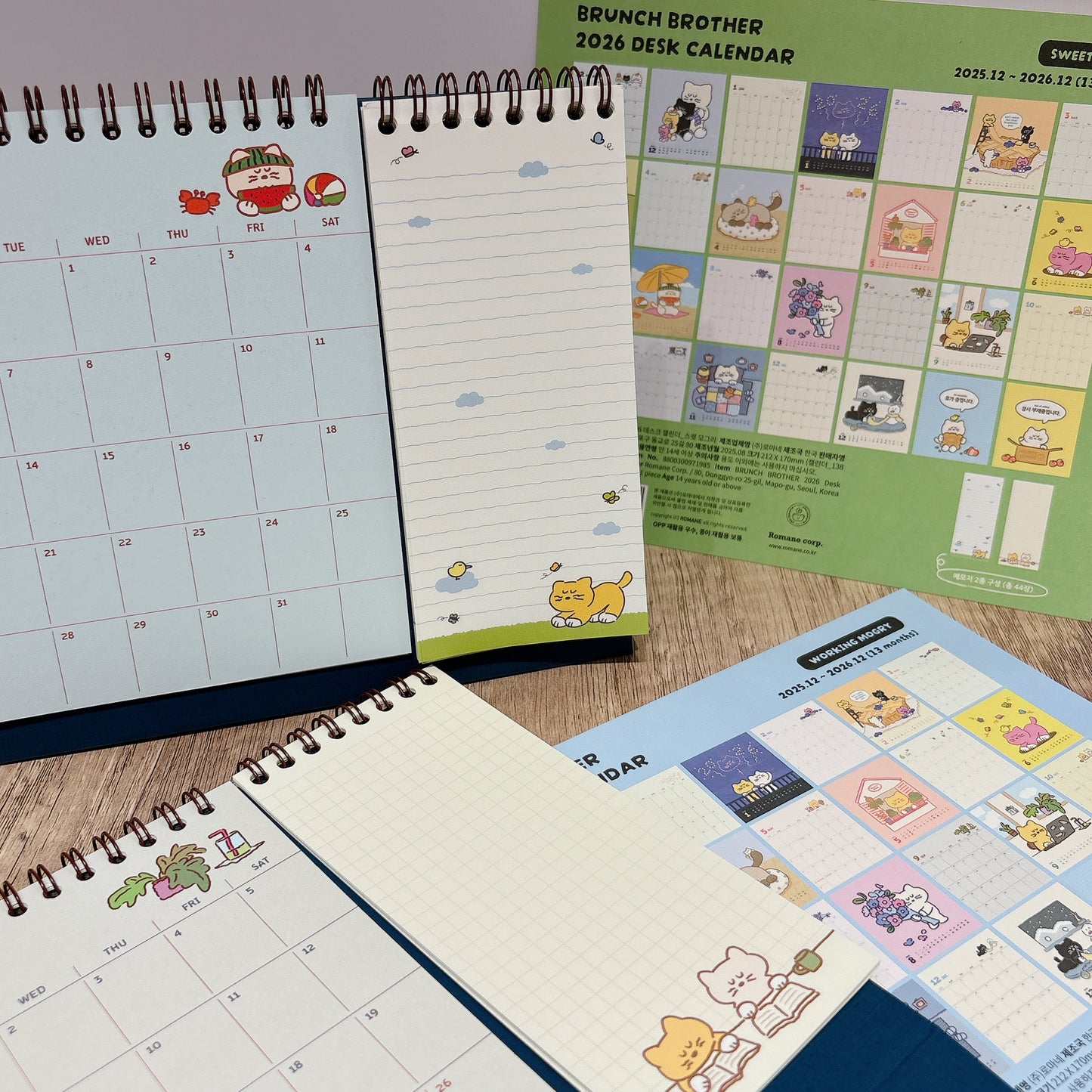 2026 韓國 Mogry Cat Twin Calender 桌面月曆 (with Memo Pad) * [預購貨品，下單後14天出貨]