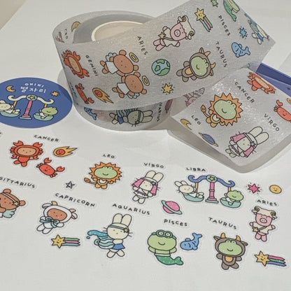 韓國星座 Zodiac kisscut 閃爍卷裝粒粒貼紙