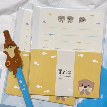 日本 Trio Animal 迷你信紙 Letter Set - 水獺寶寶